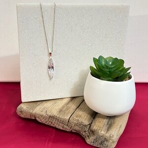 SU Necklace Silver Cubic Zirconia Stone CZ Sterling Silver 925 Pendant Chain